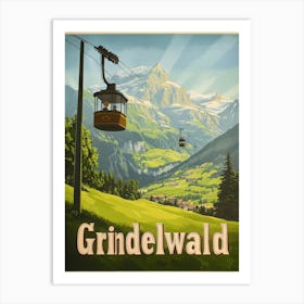 Aihrgdesign A Mid Century Modern Travel Poster For Grindelwald Art Print