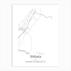 Shibata,Japan Minimalist Map Art Print