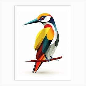 Colourful Geometric Bird Woodpecker 2 Art Print