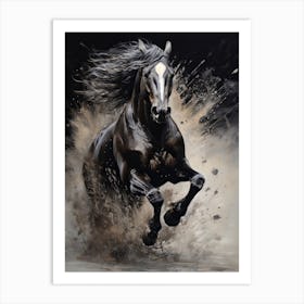 A Horse Painting In The Style Of Pouring Technique 3 Art Print