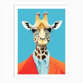 Giraffe With Glasses Art Print