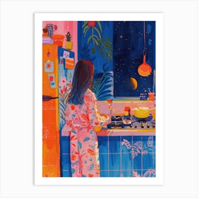 Midnight Snack Lo Fi Kawaii Illustration 1 Art Print