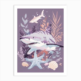 Purple Zebra Shark Illustration 2 Art Print