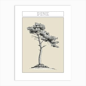 Pine Tree Minimalistic Drawing 2 Poster Art Print