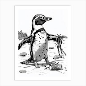 African Penguin Playing 4 Art Print