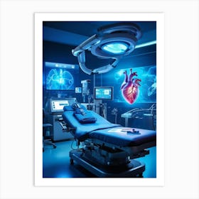 Cardiologist Operating Advanced Virtual Reality Console Immersive Holograms Of Heart Anatomy Illumi (1) Art Print