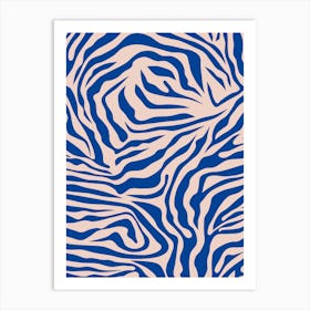 Zebra Stripes Blue Art Print