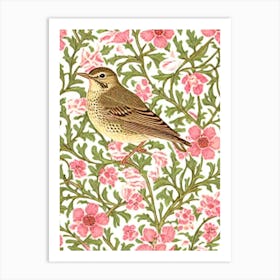 Hermit Thrush William Morris Style Bird Art Print