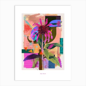 Bee Balm 4 Neon Flower Collage Poster Art Print