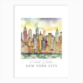 United States, New York City Storybook 5 Travel Poster Watercolour Art Print