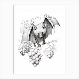 Fruit Bat Vintage Illustration 2 Art Print