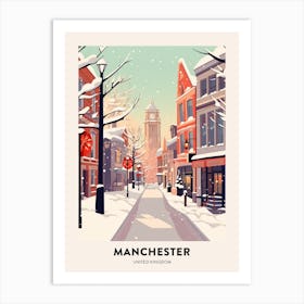 Vintage Winter Travel Poster Manchester United Kingdom 11 Art Print