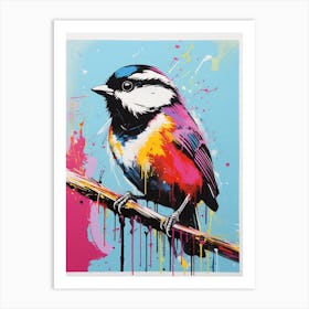 Andy Warhol Style Bird Carolina Chickadee 3 Art Print