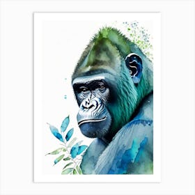 Baby Gorilla Gorillas Mosaic Watercolour 1 Art Print
