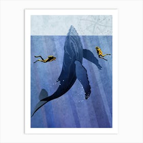 Scuba Whale Dive Art Print