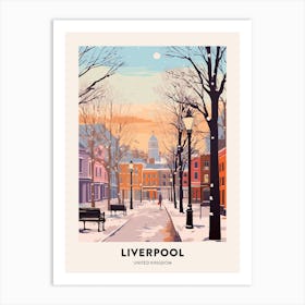 Vintage Winter Travel Poster Liverpool United Kingdom Art Print