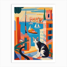 Cat On A Balcony Art Print