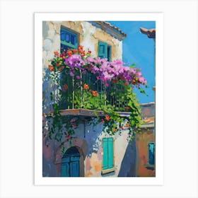Balcony Painting In Rhodes 1 Art Print