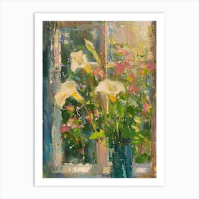 Calla Lily Flowers On A Cottage Window 4 Art Print