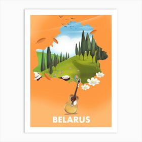 Belarus Travel poster map Art Print