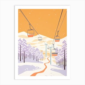 Stowe Mountain Resort   Vermont, Usa, Ski Resort Pastel Colours Illustration 1 Art Print
