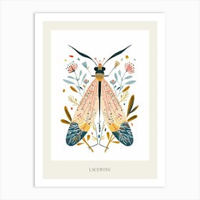 Colourful Insect Illustration Lacewing 21 Poster Art Print