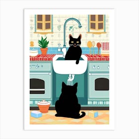 Cat In The Kitchen 3 Art Print