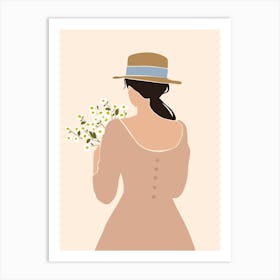 Woman Hand Drawing Boho Minimalist Pastel Colors 9 Art Print