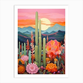 Cactus In The Desert Painting Organ Pipe Cactus 1 Art Print