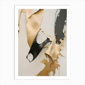 Gold And Black Paint Splashes Art Print