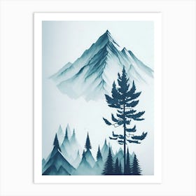 Mountain And Forest In Minimalist Watercolor Vertical Composition 226 Art Print