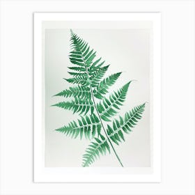 Green Ink Painting Of A Hares Foot Fern 1 Art Print