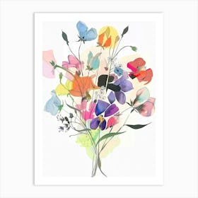 Sweet Pea 2 Collage Flower Bouquet Art Print