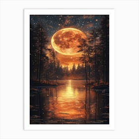 Full Moon In The Forest Art Print