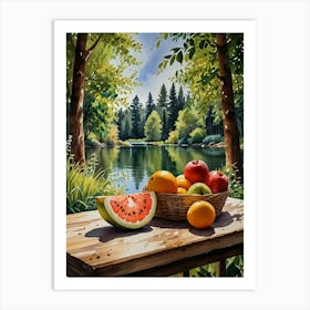 Watermelon By The Lake Art Print