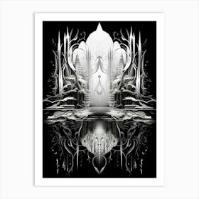 Surreal Symmetry Abstract Black And White 3 Art Print