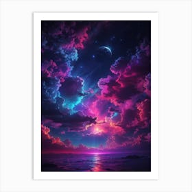 Cloudy Night Sky Print Art Print