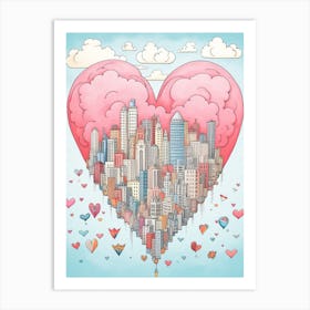 Sky Heart Line Doodle Colour 1 Art Print