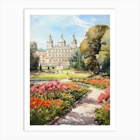 Mirabell Palace Gardens Austria Watercolour 3  Art Print