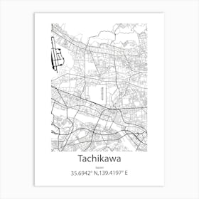 Tachikawa,Japan Minimalist Map Póster