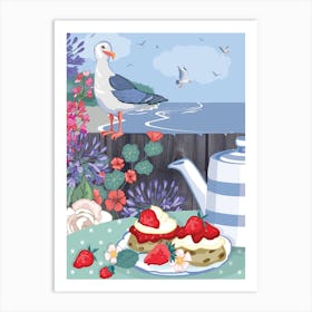 Seagull Eyes On The Cream Tea Art Print