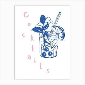 Cocktails White Art Print