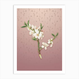 Vintage Almond Tree Flower Botanical on Dusty Pink Pattern n.2204 Art Print