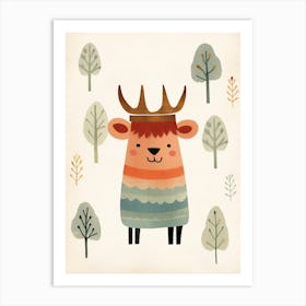 Little Bison 1 Wearing A Crown Art Print