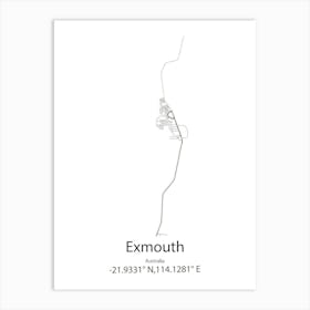 Exmouth,Australia Minimalist Map Art Print