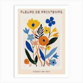 Spring Floral French Poster  Forget Me Not 1 Art Print