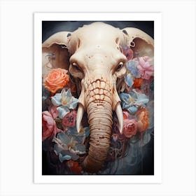 Elephant With Flowers 2 Art Print