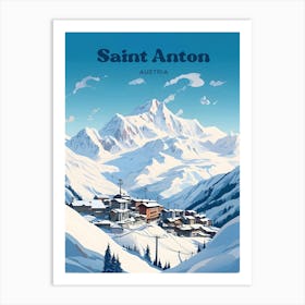 Saint Anton Austria Ski Travel Art Illustration Art Print