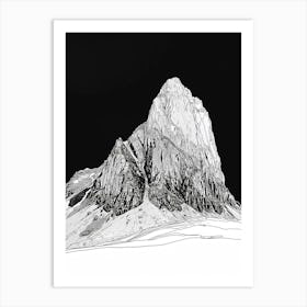 Scafell Mountain Line Drawing 7 Art Print