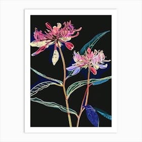 Neon Flowers On Black Globe Amaranth 2 Art Print